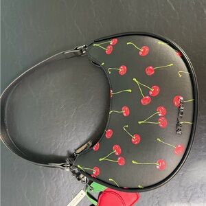 Betsey Johnson Black Cherry Print Shoulder Bag